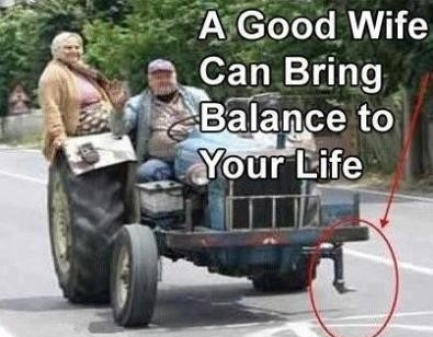 Funny pictures about A Good Wife Can Bring Balance To Your Life, tagged with balance, bring, good, life, wife
